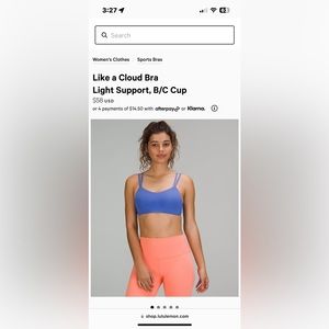 NEW WITH TAGS Lululemon like a cloud bra